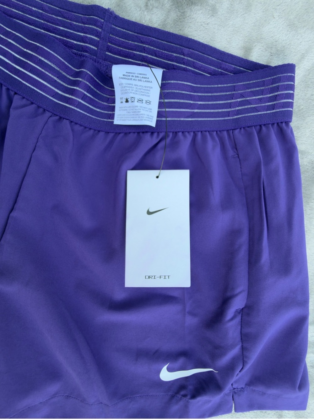 Nike Purple Women's Athletic Shorts DRI-FIT with White Swoosh - Picture 8 of 11